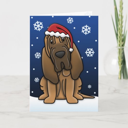 Kawaii Bloodhound Christmas Kaart (Voorkant)