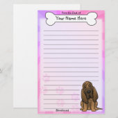 Kawaii Bloodhound Stationery Briefpapier (Voorkant / Achterkant)