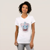Kawaii Blue Boba Tea T-Shirt | Cute Smiling Bubble (Devant entier)