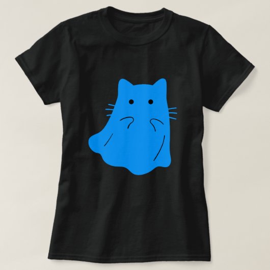 Kawaii Blue Cat Ghost T-shirt (Design voorkant)
