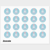 Kawaii Blue Octopus Ronde Sticker (Vel)