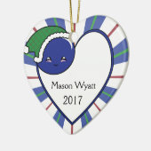 Kawaii Blueberry Basket (Boy) Kerst 2017 Keramisch Ornament (Links)