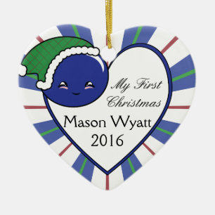 Kawaii Blueberry Basket (Jongen) Kerstmis Keramisch Ornament