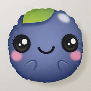 Kawaii Blueberry Rond Kussen