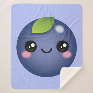 Kawaii Blueberry Sherpa Blanket Sherpa Deken