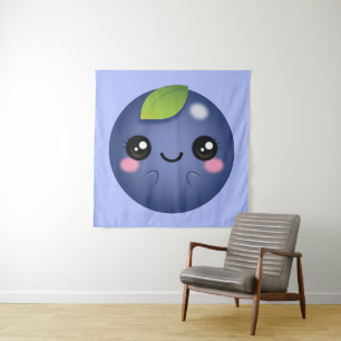 Kawaii Blueberry Wandkleed