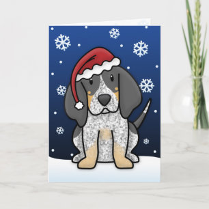 Kawaii Bluetick Coonhound Christmas Kaart