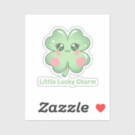 Kawaii Blushing Four Leaf Clover Lucky Charm Sticker