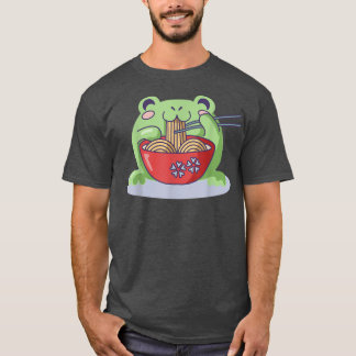 Kawaii Blushing Frog Ramen Bowl Foodie Japans Cu T-shirt