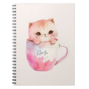 Kawaii Blushing Pink Chibi Cat Notitieboek