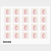 Kawaii Blushing Pink Chibi Cat Vierkante Sticker (Vel)