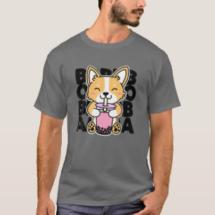 Kawaii Boba Cute Anime Dog Corgi Kawaii Tea Drink T-shirt