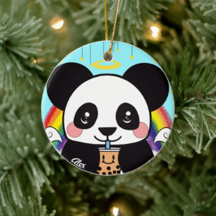 Kawaii Boba Panda Beer keramisch sierlijk Keramisch Ornament
