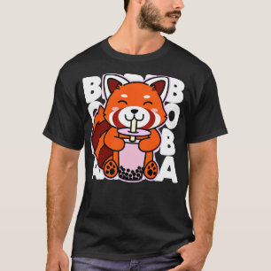 Kawaii Boba Schattige Rode Panda Kawaii Bubble Tea T-shirt