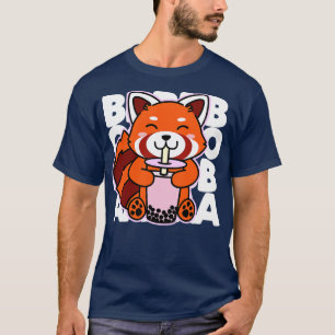 Kawaii Boba Schattige Rode Panda Kawaii Bubble Tea T-shirt