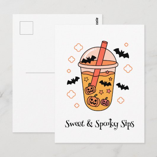 Kawaii boek, leuke spookachtige Halloween Briefkaart (Voorkant / Achterkant)