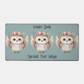 Kawaii Boho Owl Illustration bleu (Recto)