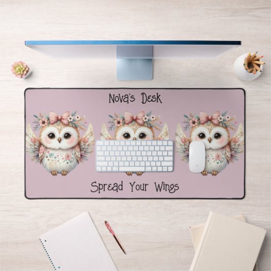 Kawaii Boho Owl Illustration Lavande (Bureau 1)