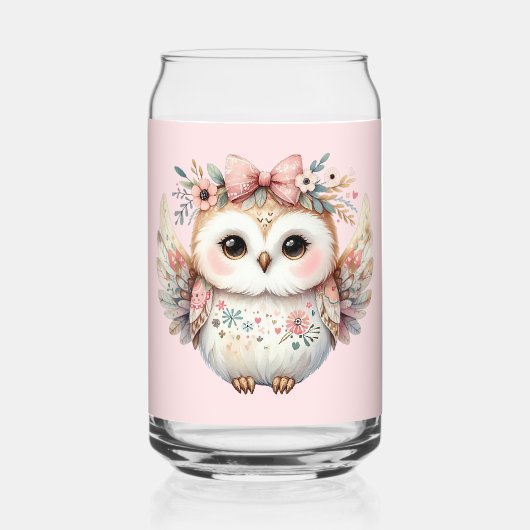 Kawaii Boho Uil Illustratie Blikvorm Glas (Voorkant)