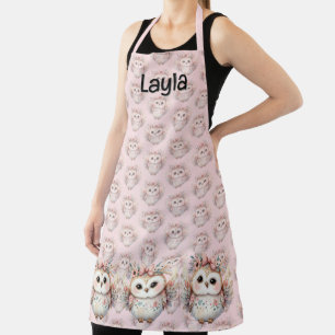 Kawaii Boho Uil Illustratie Roze Schort