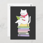 Kawaii Book Reader Cat Lover Tea Drinker Briefkaart (Voorkant / Achterkant)