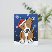 Kawaii Border Collie Carte postale de Noël (Brown) (Debout devant)