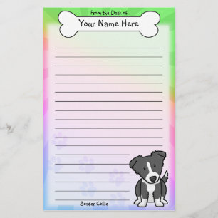 Kawaii Border Collie Stationery (Regenboog) Briefpapier