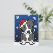 Kawaii Bordure Collie Carte postale de Noël (Debout devant)