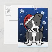 Kawaii Bordure Collie Carte postale de Noël (Devant / Derrière)