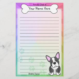 Kawaii Boston Terrier Stationery Briefpapier