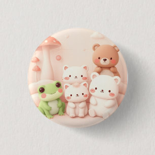 Kawaii bosvrienden Beer Kikker en Konijn Nursery Ronde Button 3,2 Cm