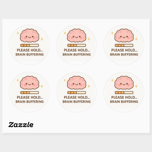 Kawaii Brain Buffering Sticker (Feuille)