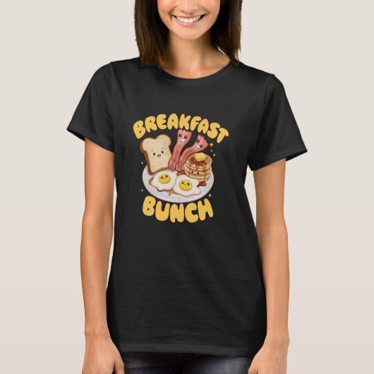 Kawaii Breakfast Bunch Pancake Bacon and Eggs T-shirt (Voorkant)