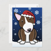 Kawaii Brindle Bull Terrier Christmas Postcard Feestdagenkaart (Voorkant / Achterkant)