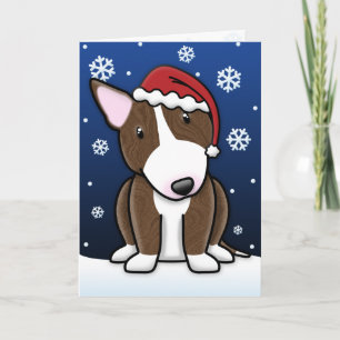 Kawaii Brindle Bull Terrier-kerstkaart Feestdagen Kaart