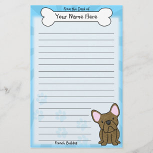 Kawaii Brindle French Bulldog Stationery Briefpapier