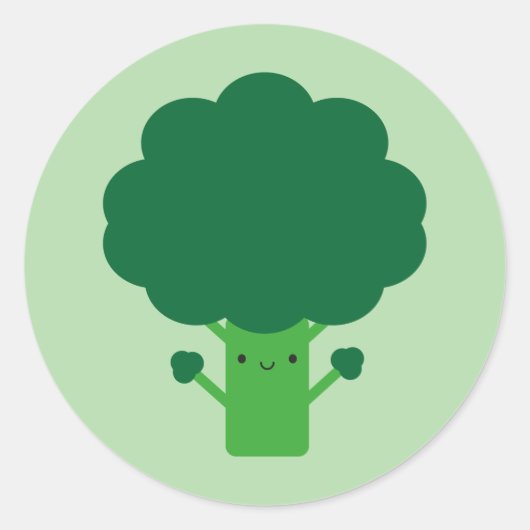 Kawaii Broccoli Ronde Sticker (Voorkant)