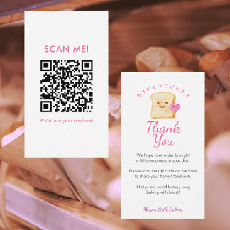 Kawaii Brood Roze Laat een Review achter QR Code Visitekaartje