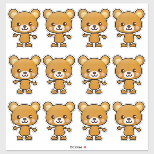 Kawaii Brown Bear_GC - Sticker (Feuille)