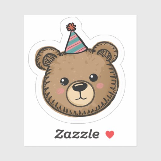 Kawaii Brown Bear Party Sticker (Feuille)