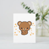 Kawaii Brown Beer Briefkaart (Staand voorkant)