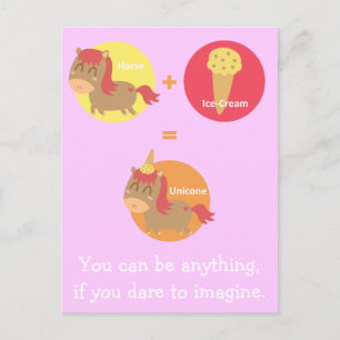 Kawaii Brown Horse probeert een Unicorn te worden Briefkaart