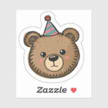 Kawaii Bruine Beer Feeststicker