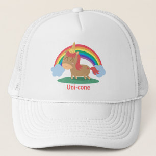Kawaii bruine paard dat probeert een eenhoorn te z trucker pet