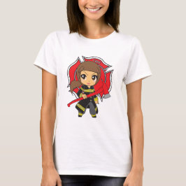 Kawaii Brunette Firefighter Girl - T-shirt