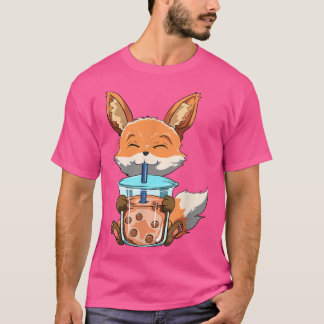 Kawaii Bubble Tea Fox Funny Boba T-shirt
