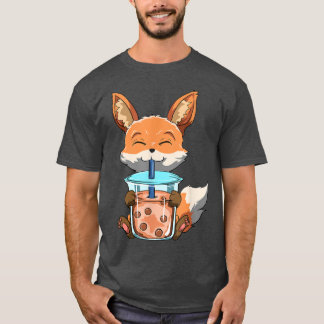 Kawaii Bubble Tea Fox Funny Boba Tee T-shirt
