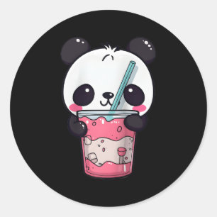 Kawaii Bubble Tea Panda Boba-Tea Japans Honkbal Ronde Sticker