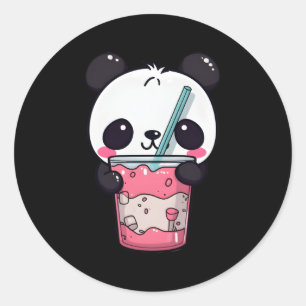 Kawaii Bubble Tea Panda Boba-Tea Japans Ronde Sticker