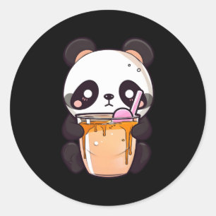 Kawaii Bubble Tea Panda Boba-Tea Japans Ronde Sticker